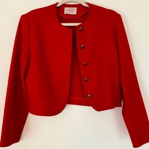 Vintage Pendleton Women's Red Wool Blazer - Size 8 Petite